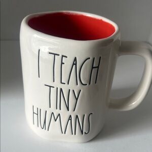 Rae Dunn White and Red Coffee Tea Mug - I Teach Tiny Human Artesian Collection